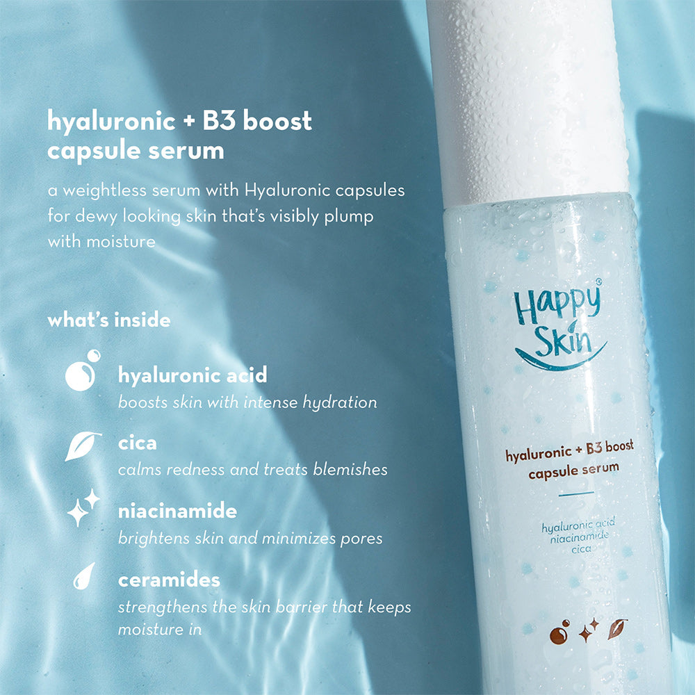 Happy Skin Hyaluronic Skincare Full Set (Cleansing Gel + Water Cream + Capsule Serum + Eye Cream)