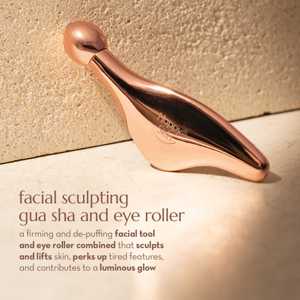 Happy Skin Facial Sculpting Gua Sha & Eye Roller (De-puff + Lift + Contour)