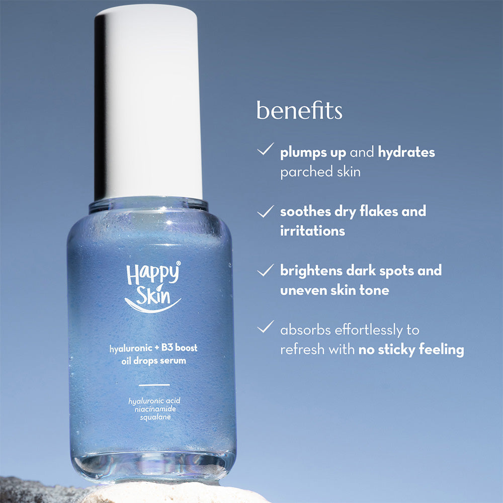 Happy Skin Hyaluronic Beginner's Set (Cleansing Gel + Hyaluronic Oil Drops Serum + Water Cream)