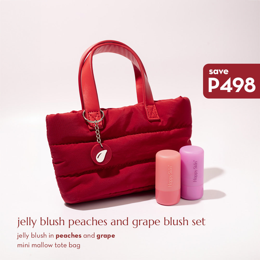 Happy Skin Peaches and Grape Blush Set (Jelly Blush Peaches + Grape + Mini Mallow Totebag)