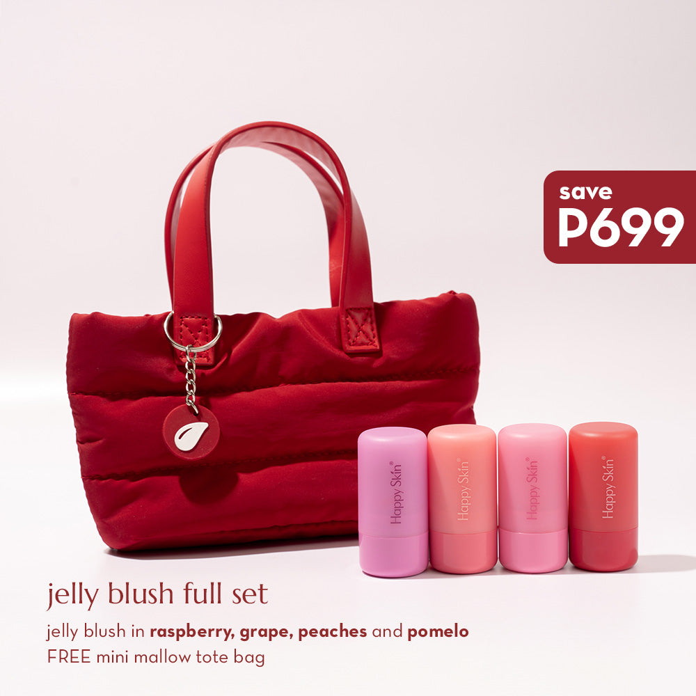 Happy Skin Jelly Blush Full Set (Jelly Blush Pomelo + Peaches + Grape + Raspberry + Mini Mallow Tote)