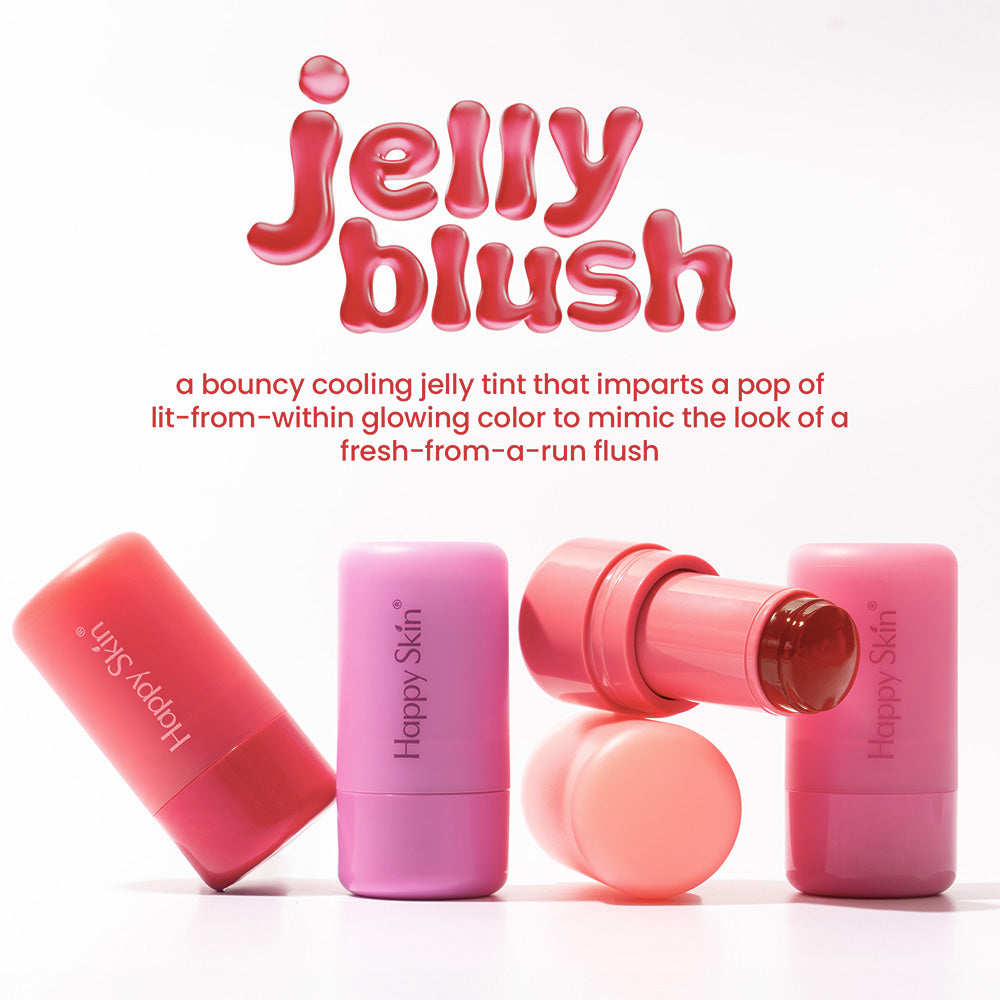 Happy Skin Jelly Blush Full Set (Jelly Blush Pomelo + Peaches + Grape + Raspberry + Mini Mallow Tote)