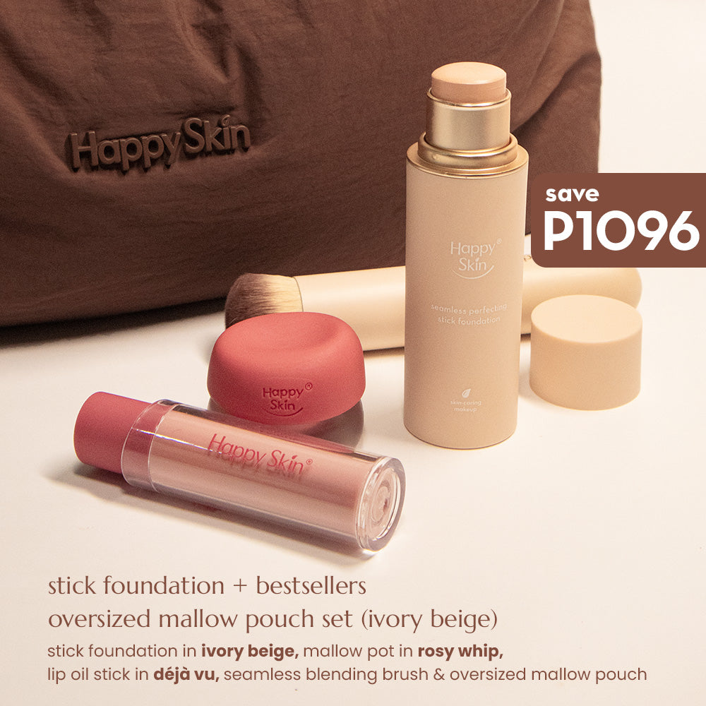 Happy Skin Stick Foundation + Bestsellers Oversized Mallow Pouch Set