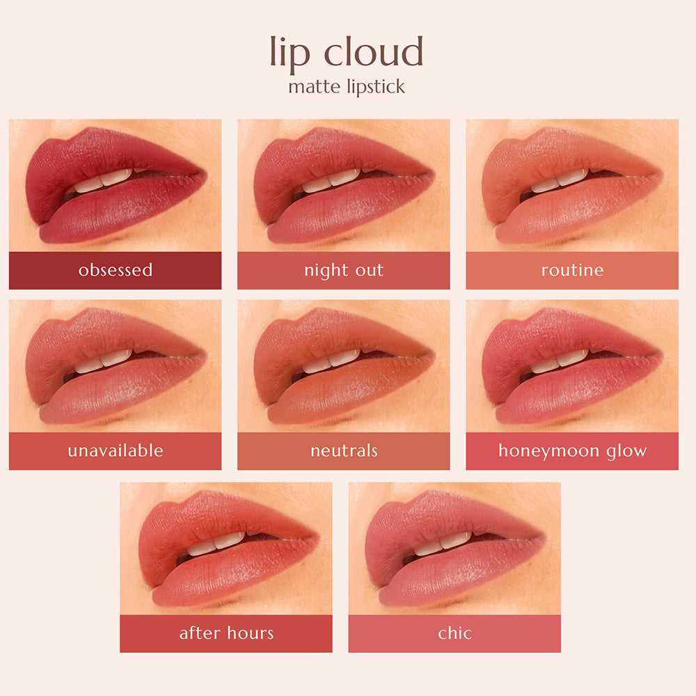 Happy Skin Off Duty Lip Cloud Matte Lipstick Full Collection