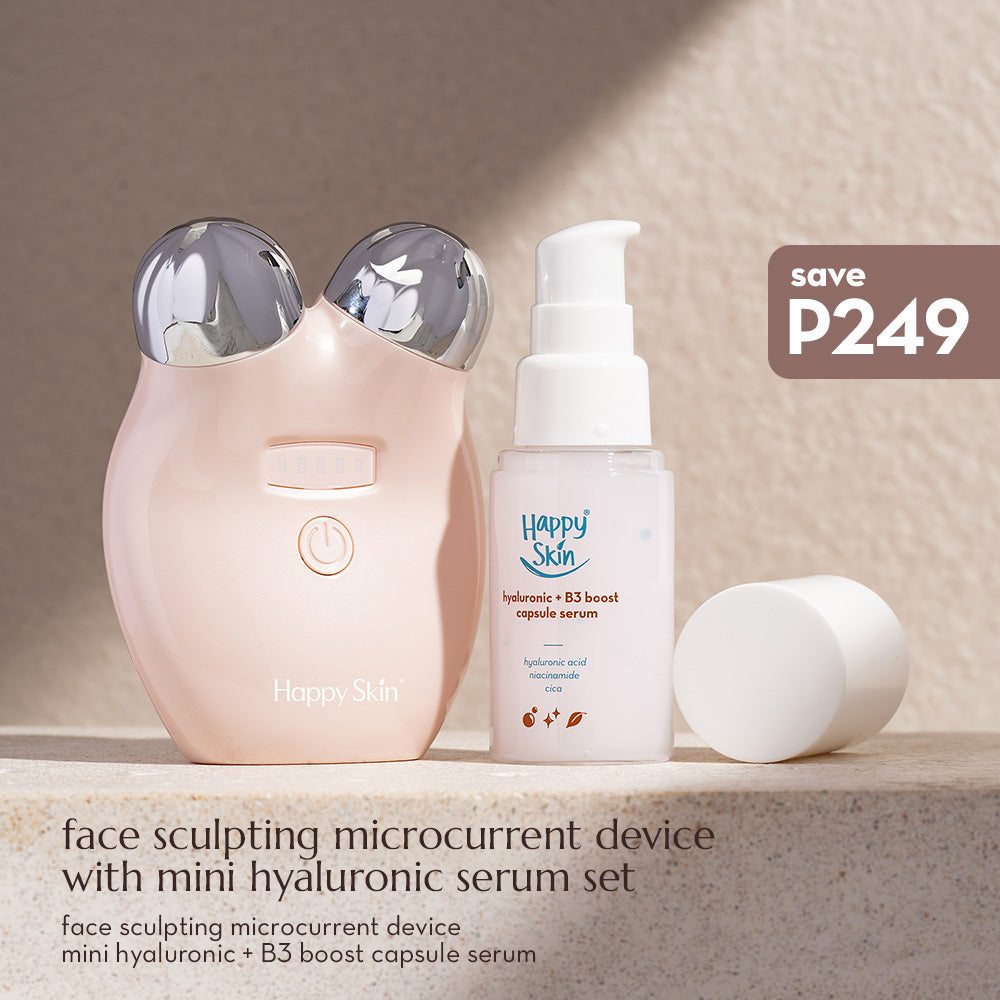 Happy Skin Face Sculpting Microcurrent Device with Mini Hyaluronic Serum Set